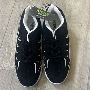 Men's Black and White Casual Lace-Up Sneakers